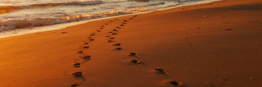 Footsteps Two sets of footsteps on sand